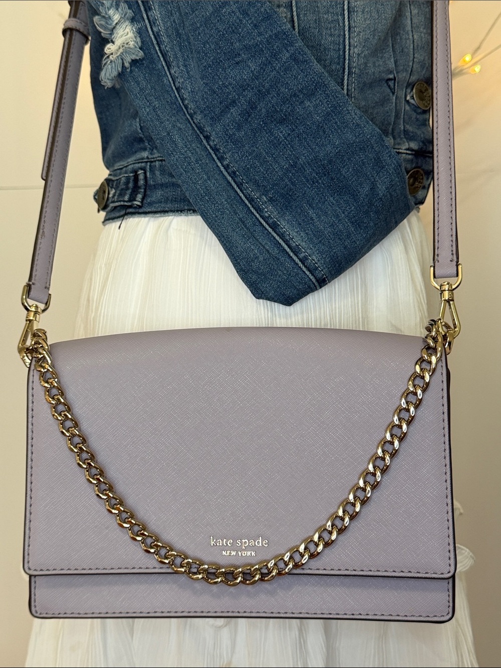 Kate Spade Lilac /lavender  NWOT leather Crossbody.Strap coverts to sloulder